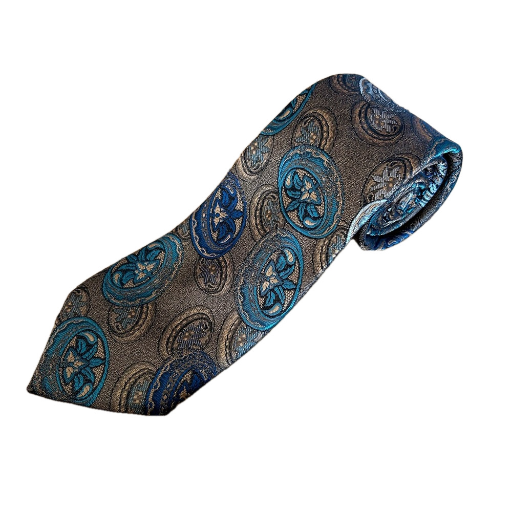 Oscar de la Renta VTG Men's Tie Multicolor Abstract Polyester/Silk Necktie